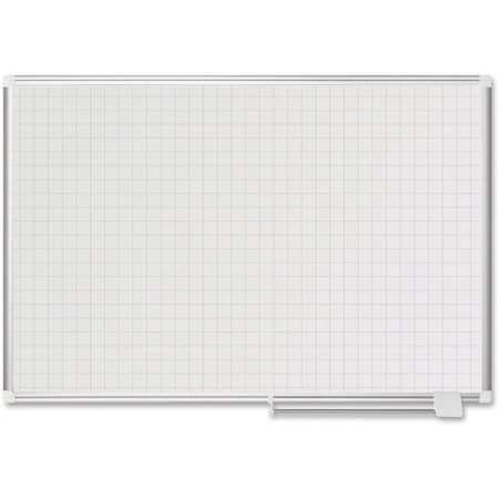 Grid Board, Steel, 38 in, 50 in, Aluminum Frame, White, Gloss