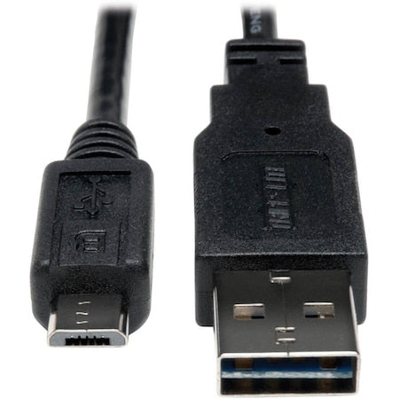 Reversible USB Cable, Black, 36in L