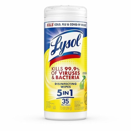 Disinfecting Wipes, 1-Ply, 7 x 7.25, Lemon and Lime Blossom, White, 35 Wipes/Canister, PK12