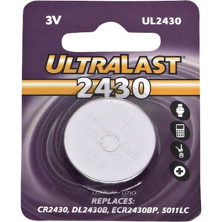 Dantona UL2430 Lithium Button General Purpose Battery - For Multipurpose - CR2430 - 280 mAh - 3 V DC