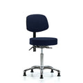 Rutledge Fab Stool with Back Chrome - Med Bench Height with Seat Tilt and Stat Glides in Navy Fab