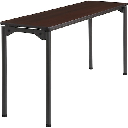 Maxx Legroom Folding Table, Walnut Top, Charcoal Frame, 18 in W x 60 in L x 29.5 in H
