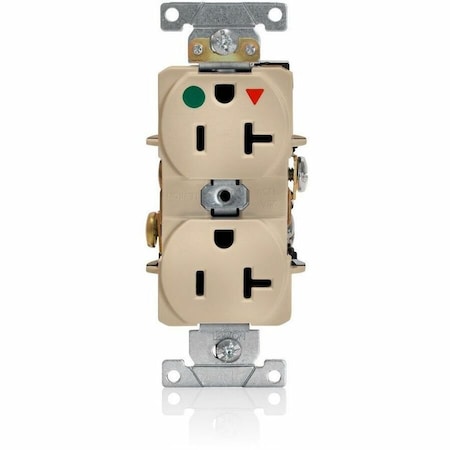 Straight Blade Receptacle, 5-20R, 20 A, 125V AC, 2 Pole, 3 Wire, Flush Mount, Single, Ivory