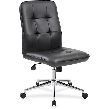 B330 Millennial Modern Home Office Chair, Black Seat, 27" L 38-1/2" H, Armless, Vinyl Seat
