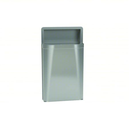 Not Applicable 12 gal Half-Round Trash Can, Silver, None, Stainless Steel, 17 1/8 in