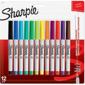 Permanent Marker Set, Ultra Fine Tip, Capped, 12 PK
