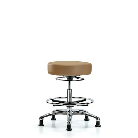 Vin Stool without Back Chr-Med Bench Ht with Chr Foot RingandStat Glides in Taupe Trailblazer Vin