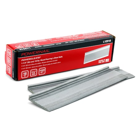 Collated Flooring Nail, 1-1/4 in L, 18, L-Head Head, 1000 PK