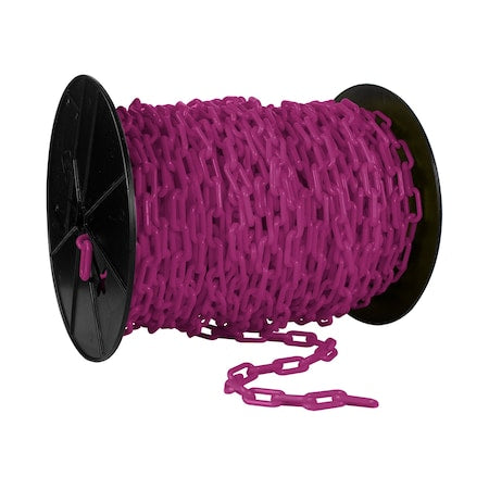 1.5"" x 200' Magenta Plastic Safety Chain - Reel