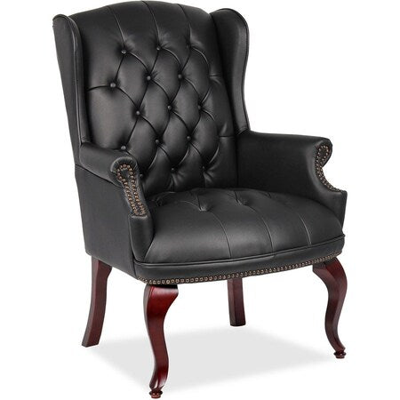 Traditional Guest Chair, 29 in W 32" L 41-1/2" H, Fixed, Vinyl Seat