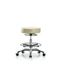 Vin Stool without Back Chr-Medium Bench Ht with Chr FRandCasters in Adobe White Trailblazer Vin