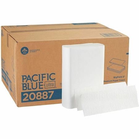 Pacific Blue Ultra Multifold Paper Towels, 1 Ply, 220 Sheets, White, 10 PK