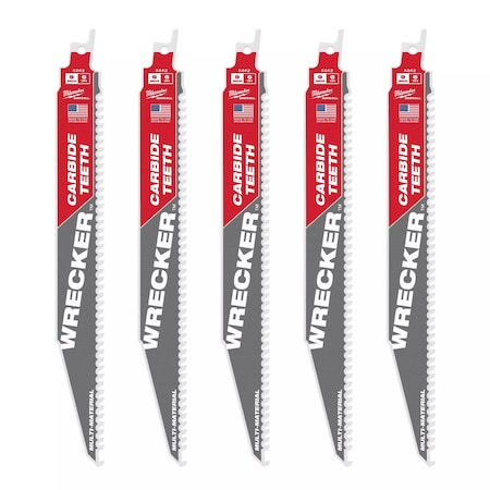 9 in. 6 TPI SAWZALL THE WRECKER with CARBIDE TEETH Multi-Material Reciprocating Saw Blade (5 pk)