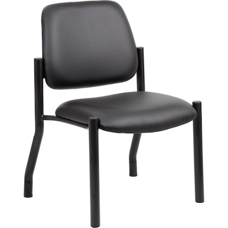 Guest Chair, Black Back, 24-1/2 in W 22" L 32-1/2" H, Armless, Vinyl Seat