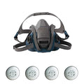 Half Mask Respirator Kit: 4 Cartridges Included, Rugged Comfort Quick Latch, P100, Bayonet, Size S
