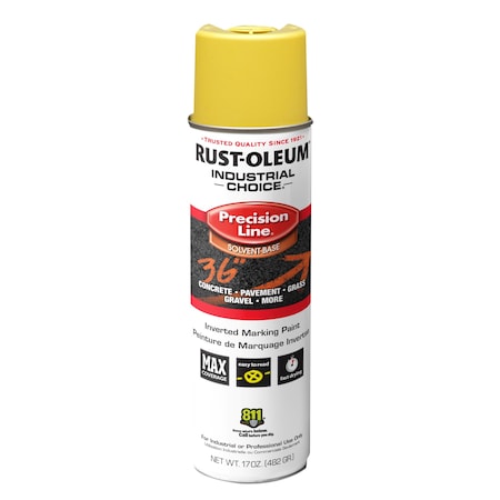 Precision Line Marking Paint, Inverted, High Visibility Yellow, 17 oz