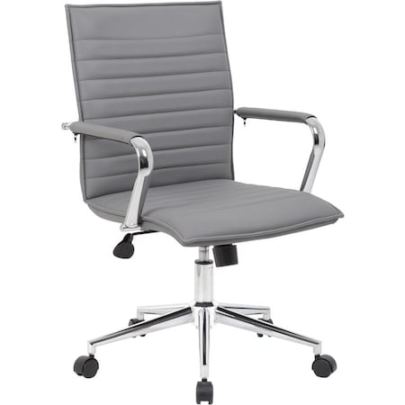 B9533C Task Chair, Gray Back, 23 in W 26" L 38-1/2" H, Fixed, Vinyl Seat
