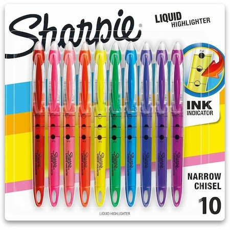 Liquid Highlighter Set, Chisel Tip Fluorescent Colors PK10
