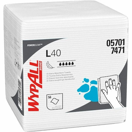 WypAll Dry Wipe, L40, 1/4 Fold, Super Heavy Absorbency, Good Wet Strength, 05701, 18 PK