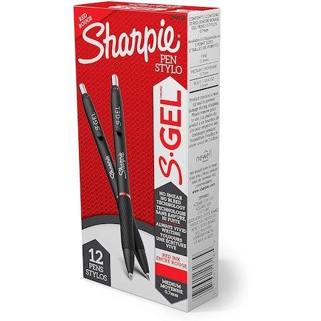 S-Gel Pen, Medium 0.7mm, Red, PK12