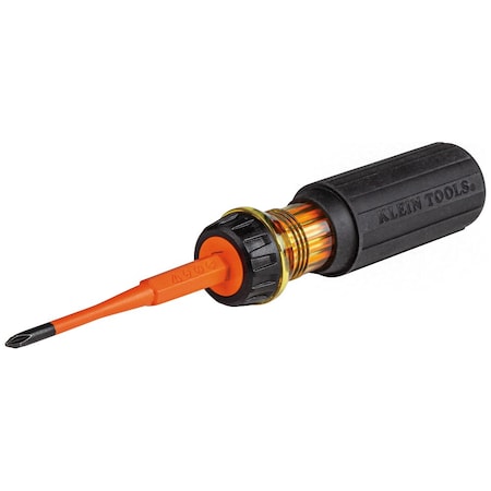 Flip-Blade Insulated Screwdriver, 2-in1, Ph Bit No 1, Sl Bit 3/16-Inch
