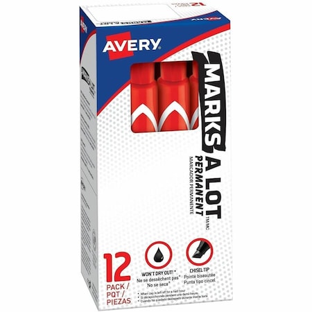 Permanent Marker, Marks-A-Lot, Red, PK12