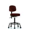 Med Bench Stool, Vinyl, Bk, RT, Cast, Burg, Caster Type: Rolling