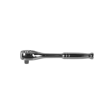 3/8" Drive 72 Geared Teeth Round Head Style Hand Ratchet, 7" L, Chrome Plated Finish