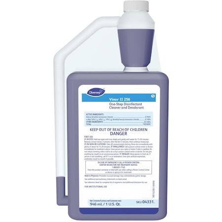 Cleaner and Disinfectant Concentrate, 32 oz. Bottle, Unscented, Blue