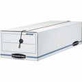 File Box, Corrugated Fiberboard, 9.75" W, 23.75" D, 6.25" H, Two Flaps Closure, White/Blue