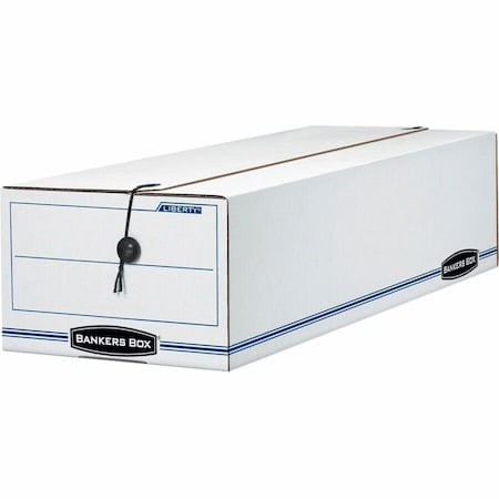File Box, Corrugated Fiberboard, 9.75" W, 23.75" D, 6.25" H, Two Flaps Closure, White/Blue