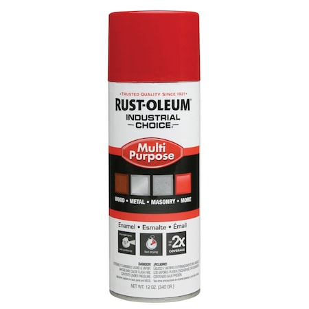 Spray Paint, OSHA Safety Red, Gloss, Solvent, 12 oz