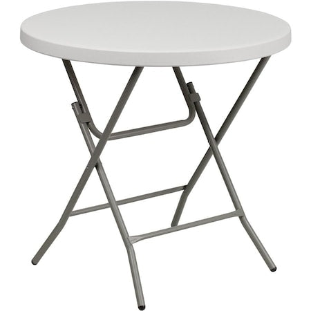 Round Folding Table, Plastic Top, White