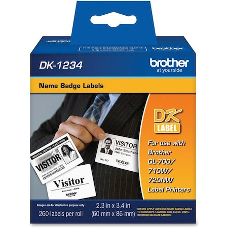 Adhesive Name Badge Labels, Wht, PK260