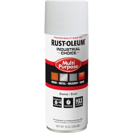 Spray Paint, White, Gloss, Solvent, 12 oz