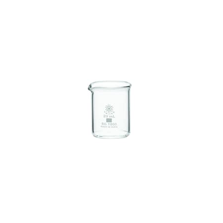 Beaker, Borosilicate Glass, Low Form, 20 mL / 0.6 fl oz Capacity, A Type I, 12 PK