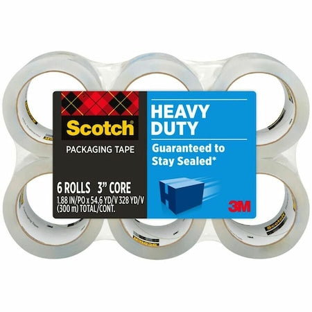 Heavy Duty Packaging Tape, Clear, PK6