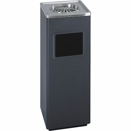 3 gal Square Indoor Metal Can, Black, Steel, 9 1/2 in