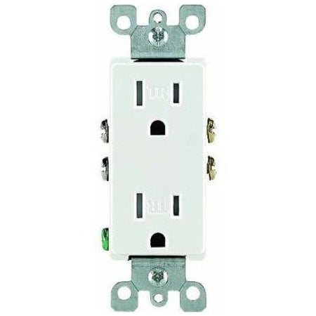 Straight Blade Receptacle, 5-15R, 15 A, 125V AC, 2 Pole, 3 Wire, Flush Mount, Grounded