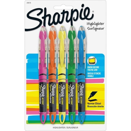 Liquid Highlighter Set, Chisel Tip Fluorescent Colors PK5