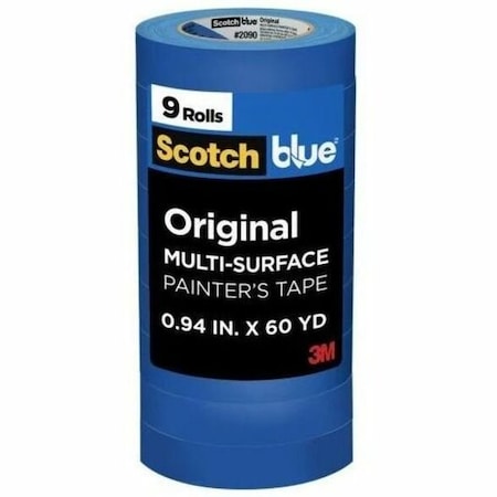 Painter's Tape, 24 mm W x 55 m L, 5.4 mil Thick, Blue, Acrylic Adhesive, 9 PK
