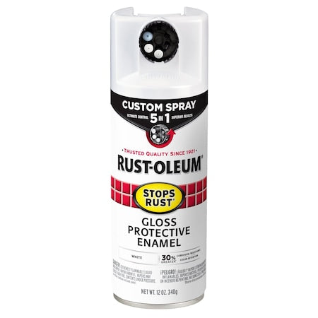 Rust Preventative Spray Paint, White, Gloss, Solvent, 12 Oz