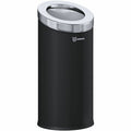 15 gal Round Trash Can, Silver, Open Top, Stainless Steel, 14.9 in