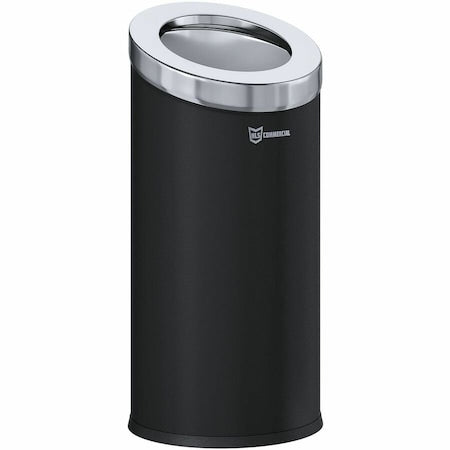 15 gal Round Trash Can, Silver, Open Top, Stainless Steel, 14.9 in