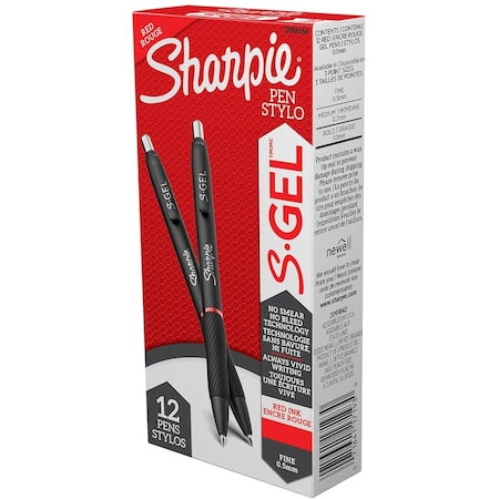 S-Gel Pen, Fine 0.5mm, Red, PK12