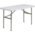 Rectangle Wh 24X48 Plastic Fold Table, 24" W, 48.25" L, 29" H, Plastic Top, White