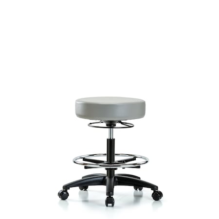 Vin Stool without Back-Medium Bench Height with Chrome Foot Ring and Casters in Dove Trailblazer Vin